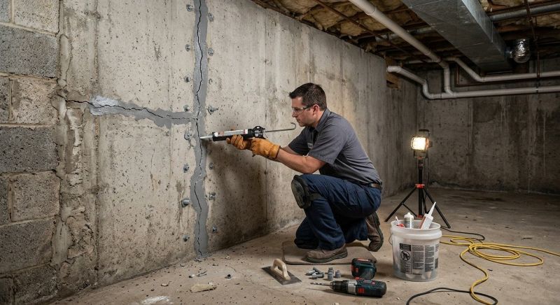 Basement Crack Repair in Lake Hopatcong, NJ