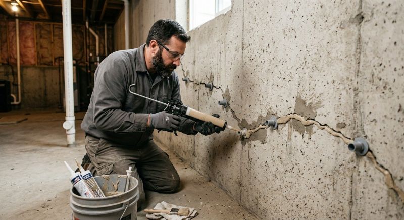 Basement Crack Repair in Lake Hopatcong, NJ